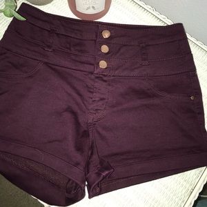 Burgundy High Waisted Shorts
